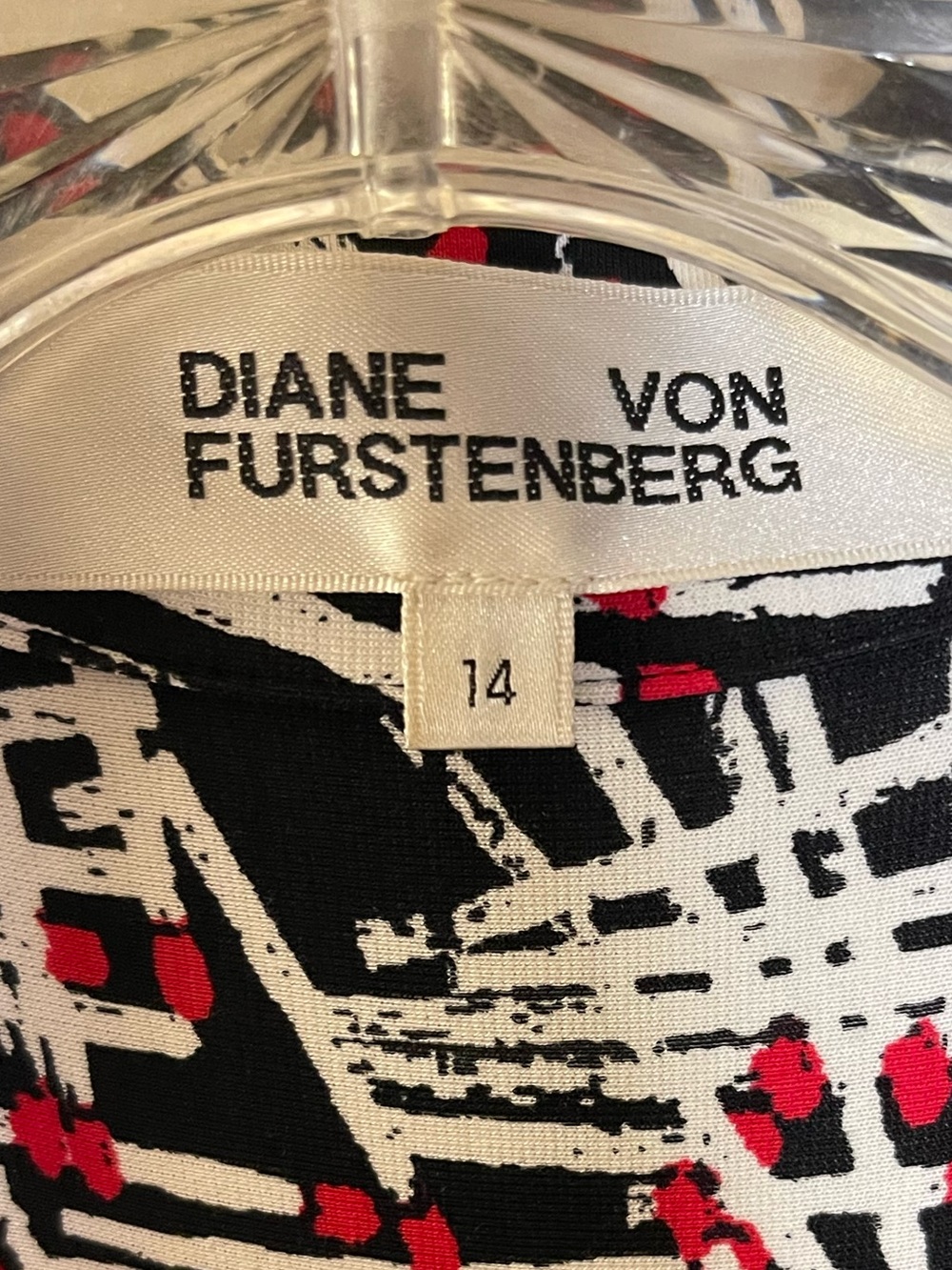 Diane Von Furstenberg DVF Sheska Dress Black, White & Red Print Dress Sz 14 - Picture 6 of 8